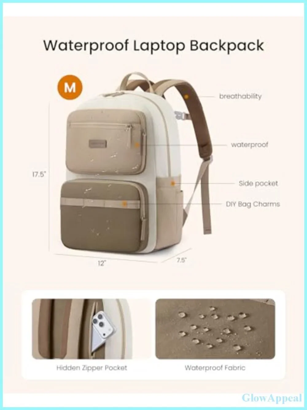 Laptop Backpack with Reflective Strips, 14 Pockets, 15.6